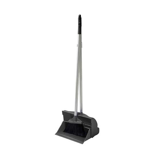 long handled dust pan and brush grey