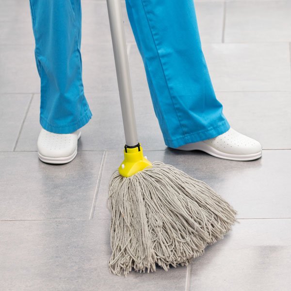 Yellow Trinity Twine mop in use